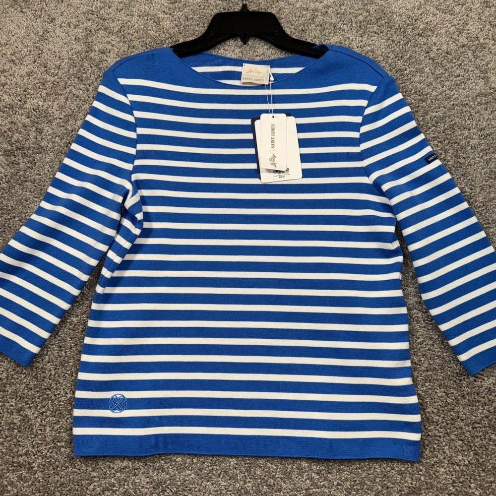 Lilly Pulitzer x Saint James Voissey Stripe Fine Gauge Knit Sweater Sz XXS NEW - Picture 2 of 10